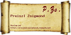 Preiszl Zsigmond névjegykártya